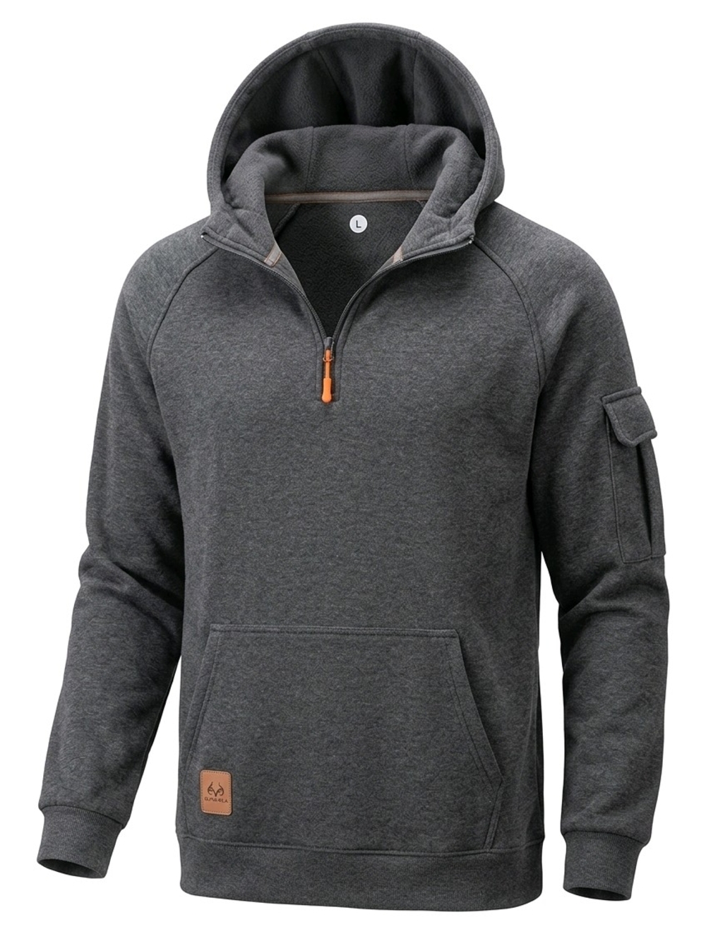 Men's Charcoal Hooded Half-Zip Pullover Shirt